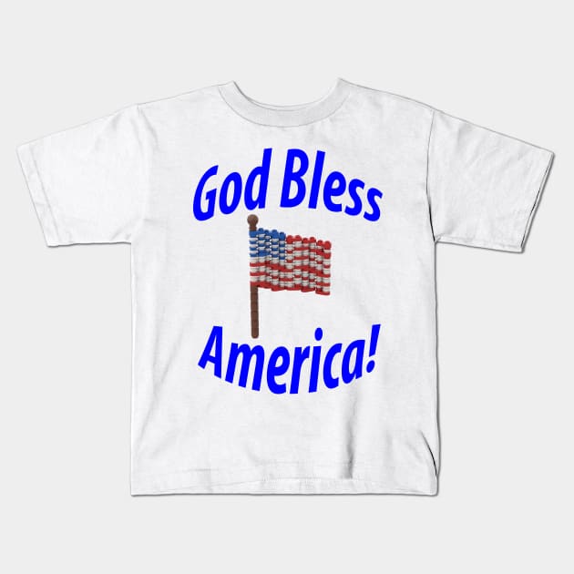 Lego - God Bless America - Blue Kids T-Shirt by UTBrickGuy